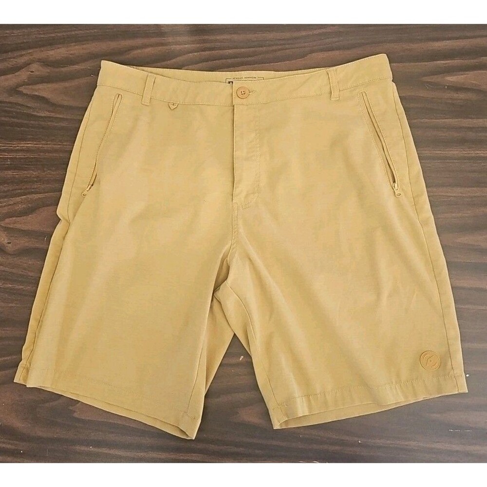 Dravus Board Shorts Mens 36 x 9 Inseam Mid Rise Pockets Logo Unlined Yellow